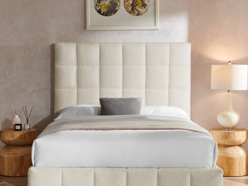 Limelight Starla Square 5ft Kingsize Ivory Boucle Fabric Bed Frame