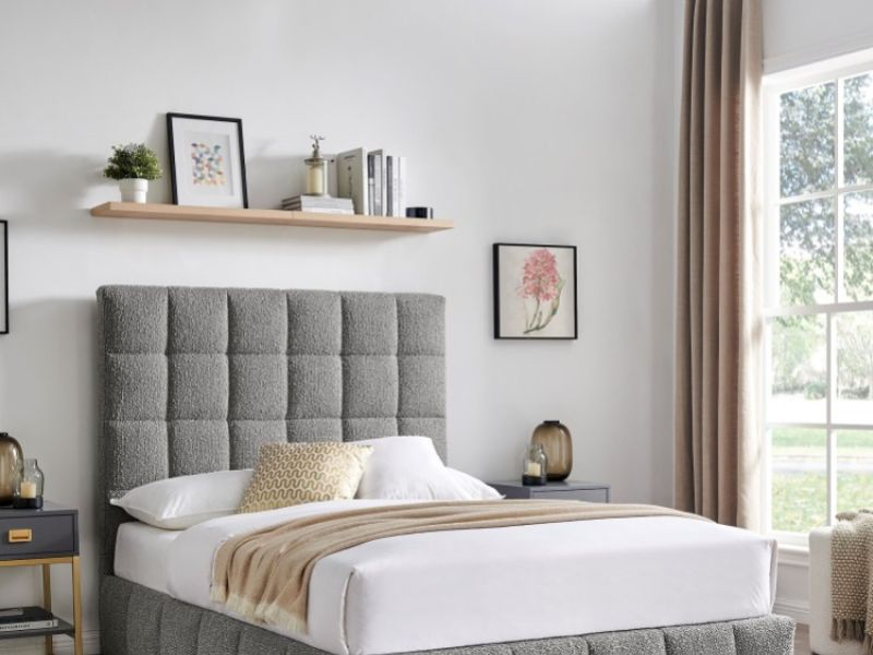 Limelight Starla Square 4ft6 Double Dove Grey Boucle Fabric Ottoman Bed Frame