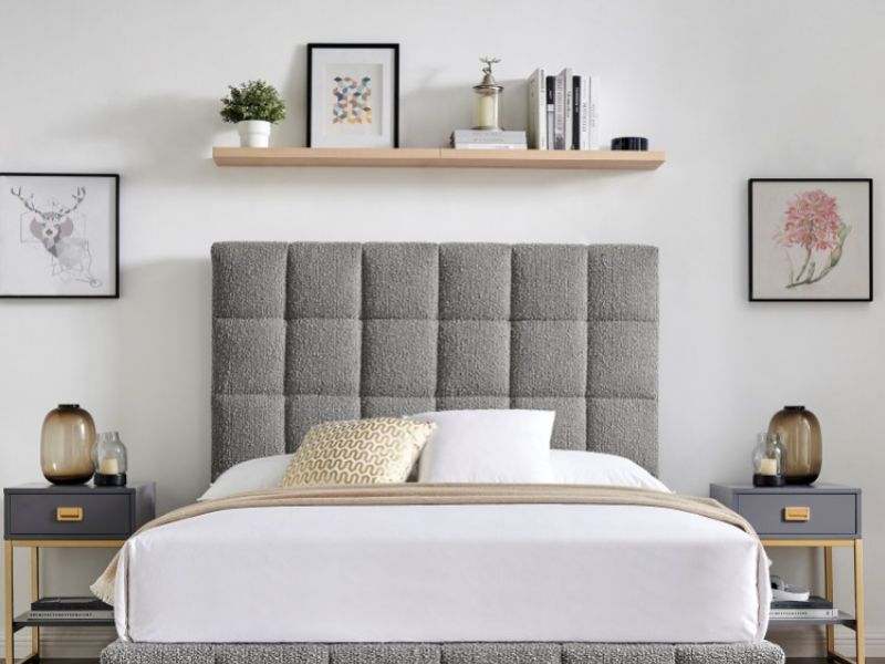 Limelight Starla Square 4ft6 Double Dove Grey Boucle Fabric Ottoman Bed Frame
