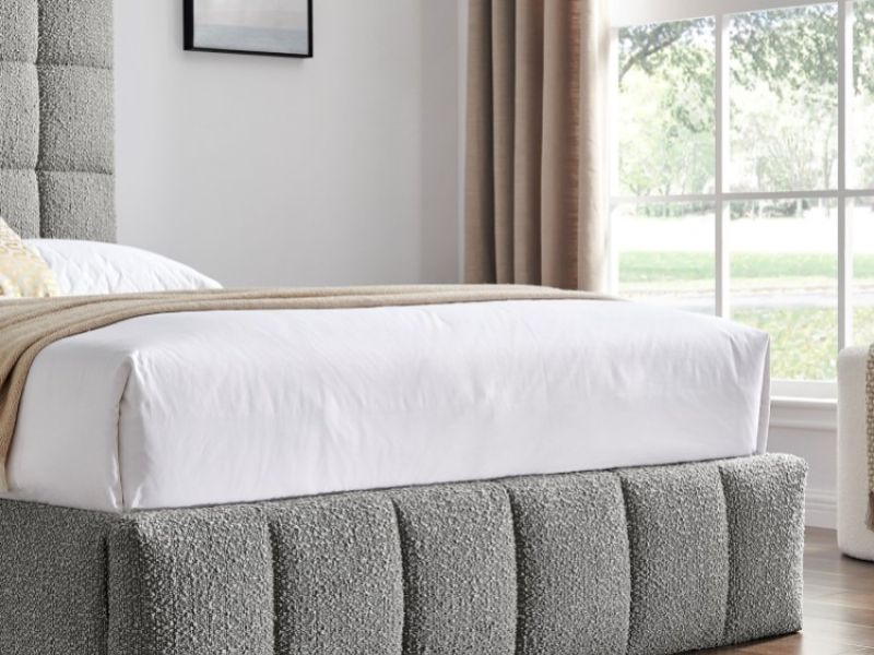 Limelight Starla Square 4ft6 Double Dove Grey Boucle Fabric Ottoman Bed Frame
