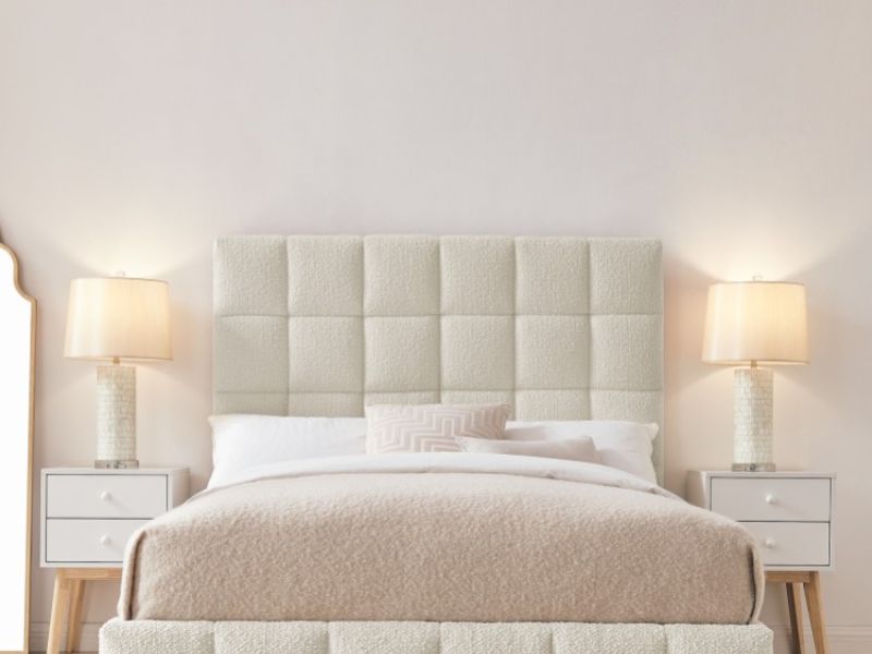 Limelight Starla Square 5ft Kingsize Ivory Boucle Fabric Ottoman Bed Frame