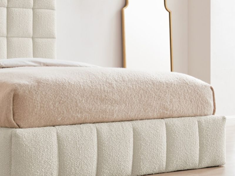 Limelight Starla Square 5ft Kingsize Ivory Boucle Fabric Ottoman Bed Frame
