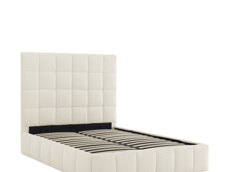 Limelight Starla Square 5ft Kingsize Ivory Boucle Fabric Ottoman Bed Frame