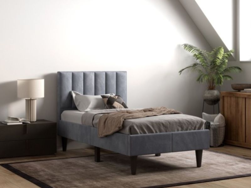 Flair Furnishings Riverside 3ft Single Grey Fabric Bed Frame