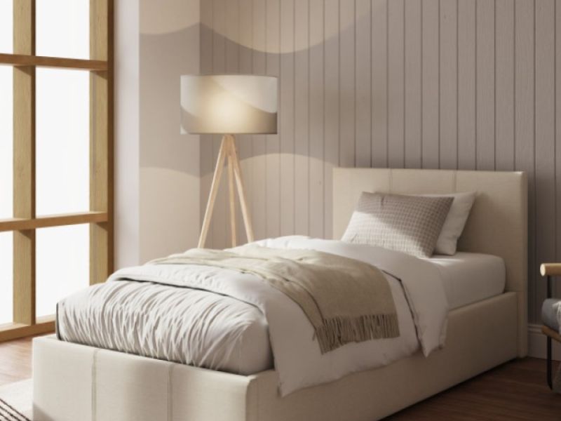 GFW Side Lift Ottoman 3ft Single Natural Fabric Bed Frame