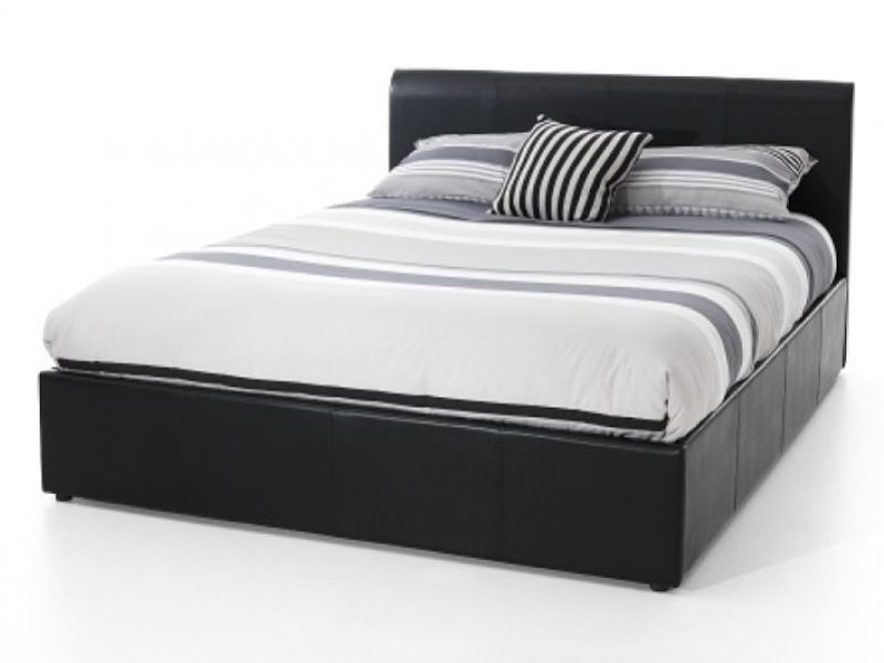 Serene Tuscany 6ft Super Kingsize Black Faux Leather Ottoman Bed Frame