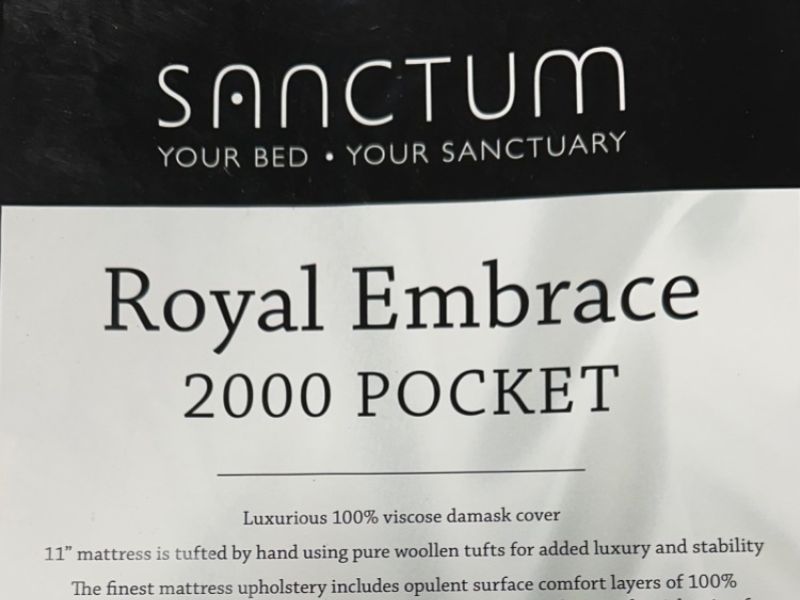 STORE CLEARANCE Sanctum Royal Embrace 2000 Pocket 5ft Kingsize 2 Drawer Bed With Headboard