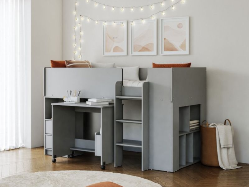 Flintshire Marley Grey Wooden Midsleeper Bed