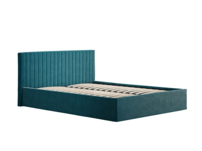 LPD Berlin 5ft Kingsize Teal Fabric Ottoman Bed Frame