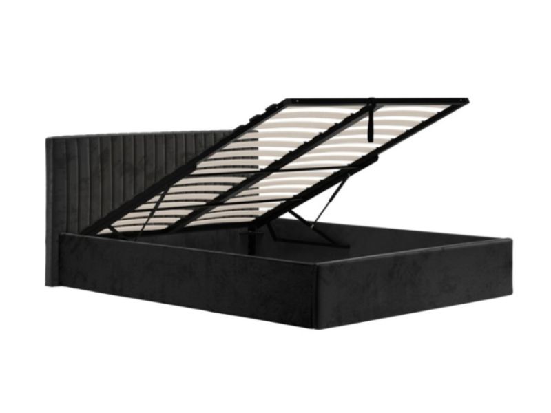 LPD Berlin 5ft Kingsize Black Fabric Ottoman Bed Frame