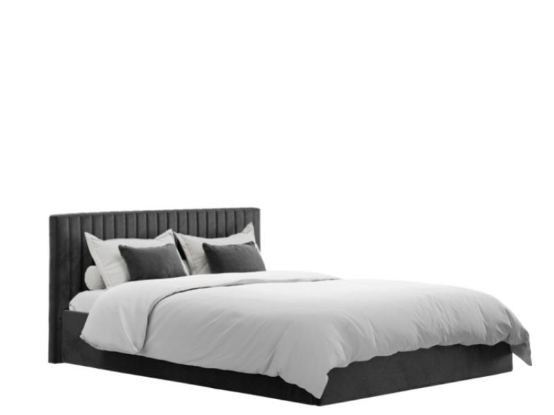 LPD Berlin 5ft Kingsize Black Fabric Ottoman Bed Frame