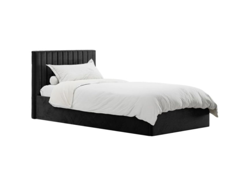 LPD Berlin 3ft Single Black Fabric Ottoman Bed Frame