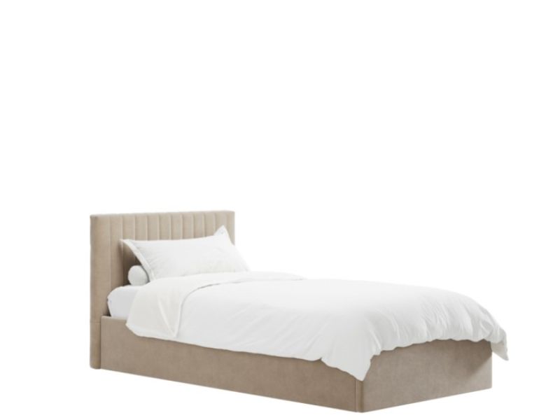 LPD Berlin 3ft Single Beige Fabric Ottoman Bed Frame