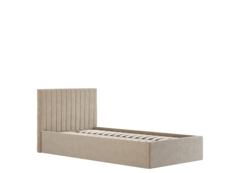 LPD Berlin 3ft Single Beige Fabric Ottoman Bed Frame