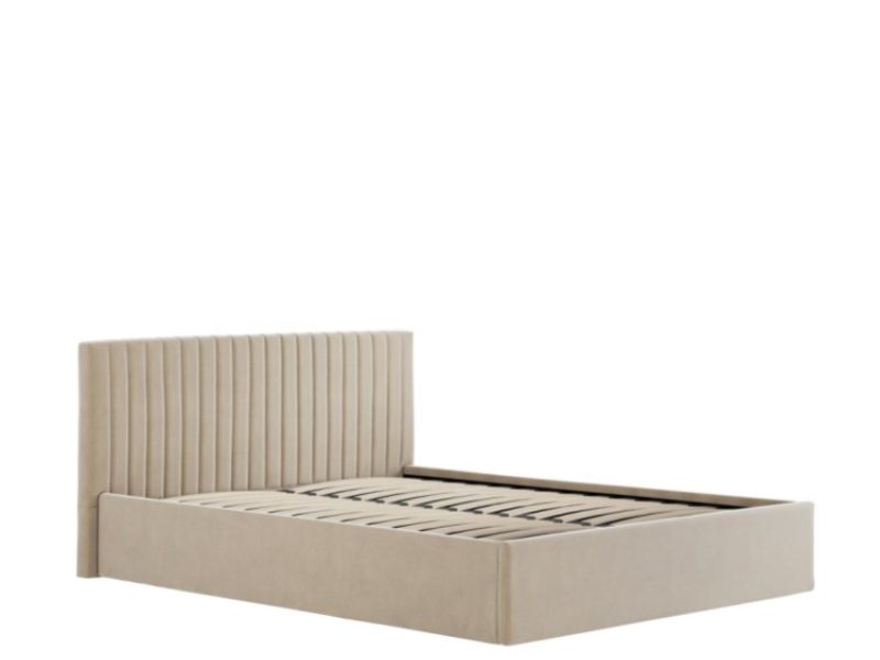 LPD Berlin 5ft Kingsize Beige Fabric Ottoman Bed Frame