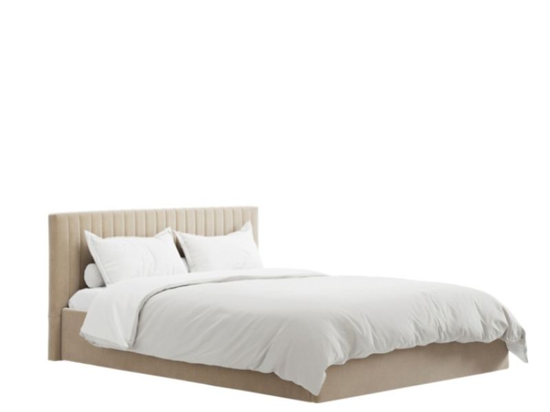 LPD Berlin 5ft Kingsize Beige Fabric Ottoman Bed Frame