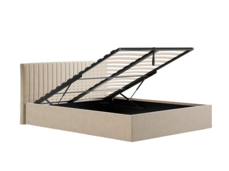 LPD Berlin 5ft Kingsize Beige Fabric Ottoman Bed Frame