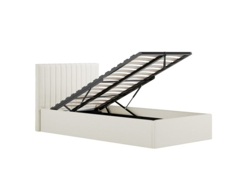 LPD Berlin 3ft Single Milk Fabric Ottoman Bed Frame
