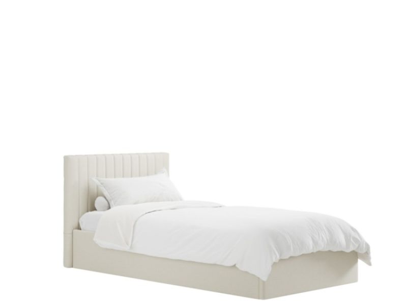 LPD Berlin 3ft Single Milk Fabric Ottoman Bed Frame