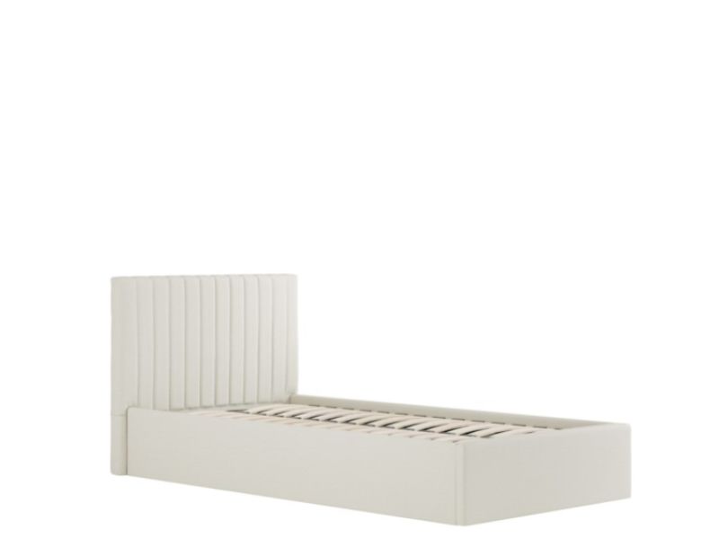 LPD Berlin 3ft Single Milk Fabric Ottoman Bed Frame