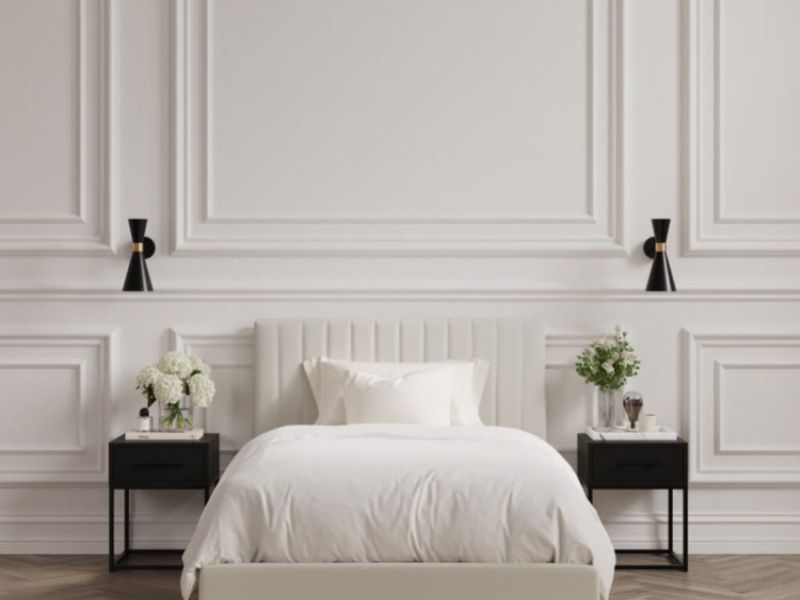 LPD Berlin 3ft Single Milk Fabric Ottoman Bed Frame