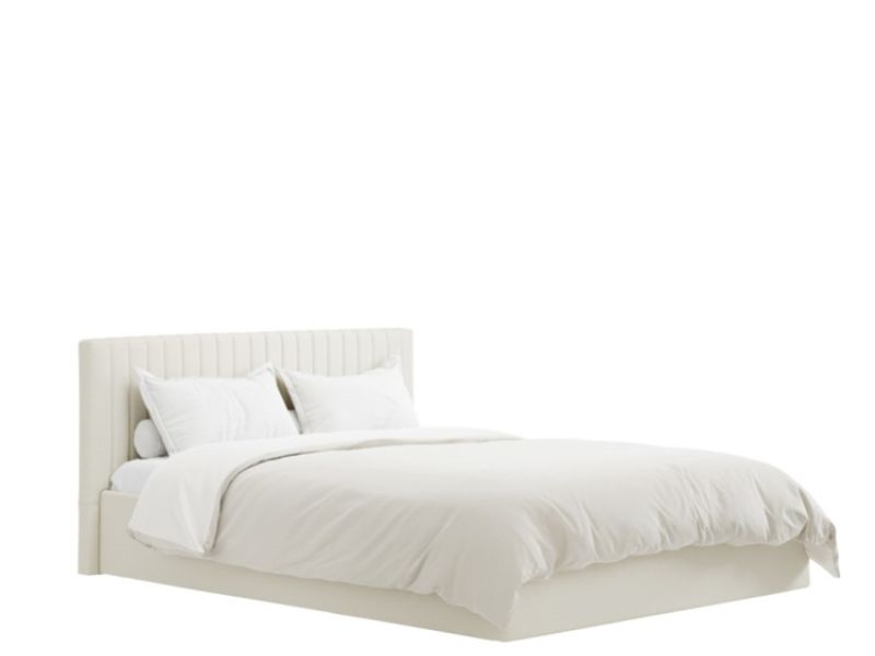 LPD Berlin 5ft Kingsize Milk Fabric Ottoman Bed Frame