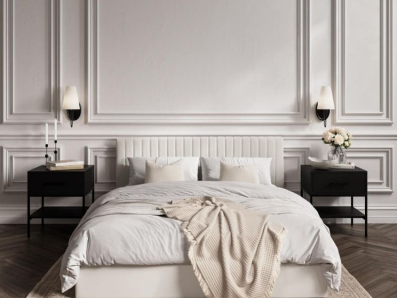 LPD Berlin 5ft Kingsize Milk Fabric Ottoman Bed Frame