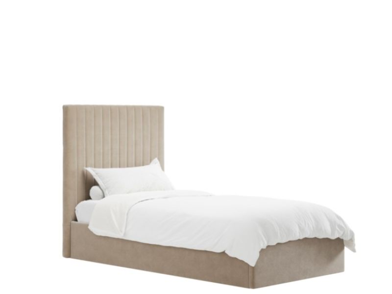 LPD Berlin TALL 3ft Single Beige Fabric Ottoman Bed Frame
