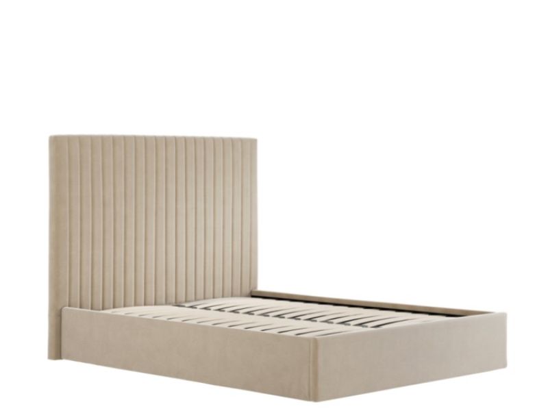LPD Berlin TALL 5ft Kingsize Beige Fabric Ottoman Bed Frame