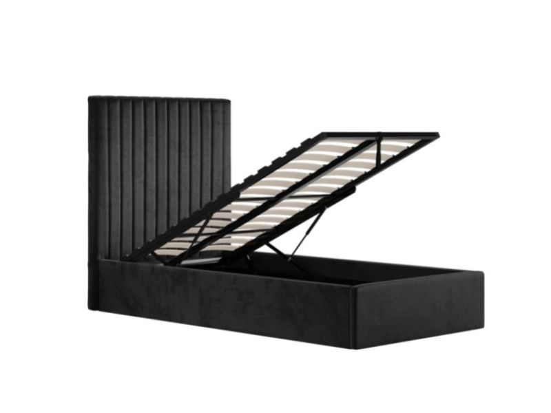 LPD Berlin TALL 3ft Single Black Fabric Ottoman Bed Frame