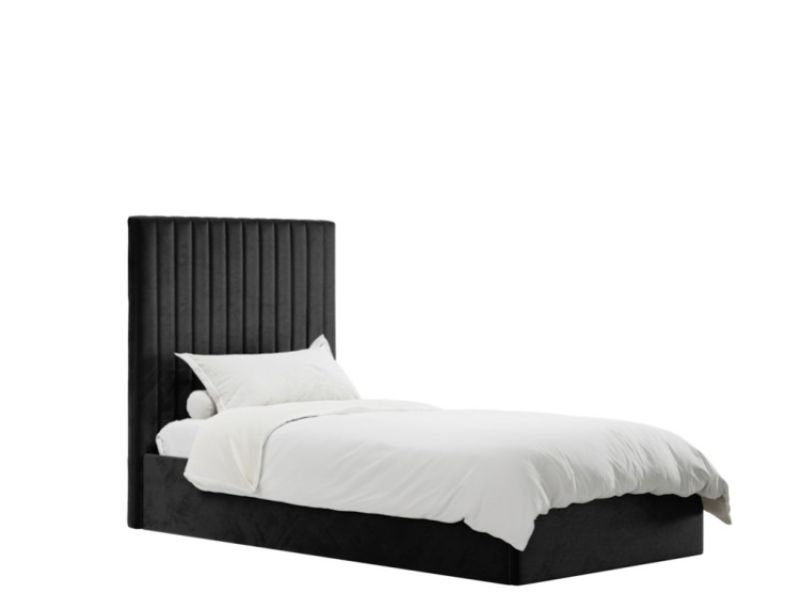 LPD Berlin TALL 3ft Single Black Fabric Ottoman Bed Frame