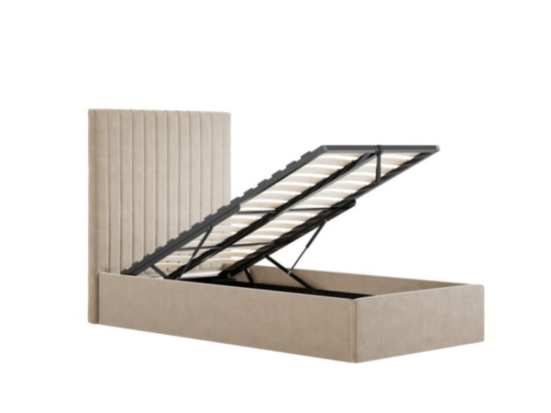 LPD Berlin TALL 3ft Single Beige Fabric Ottoman Bed Frame