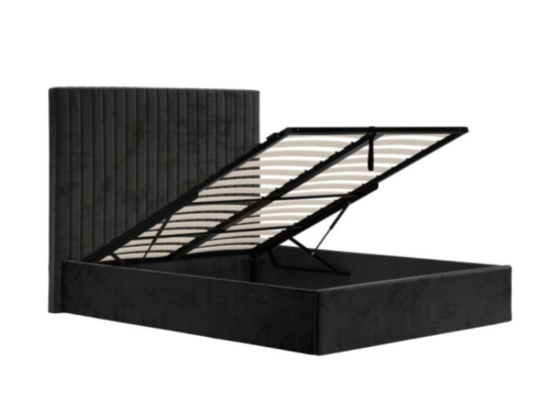 LPD Berlin TALL 5ft Kingsize Black Fabric Ottoman Bed Frame