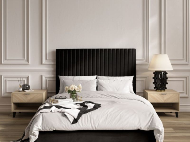 LPD Berlin TALL 5ft Kingsize Black Fabric Ottoman Bed Frame
