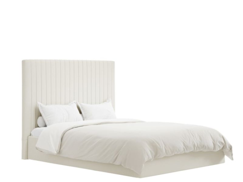 LPD Berlin TALL 5ft Kingsize Milk Fabric Ottoman Bed Frame