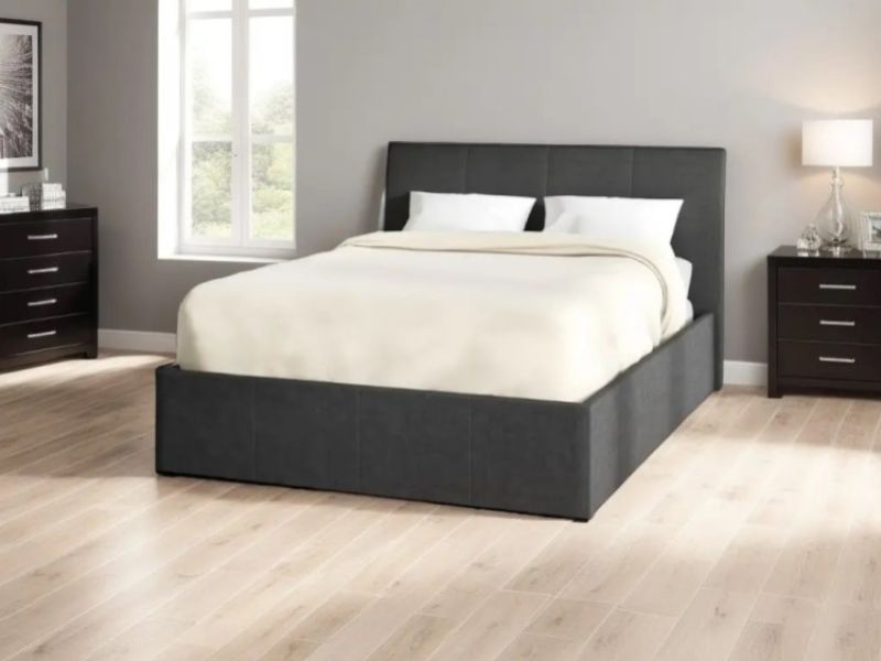 Metal Beds Texas 6ft Super Kingsize Grey Fabric Ottoman Bed Frame