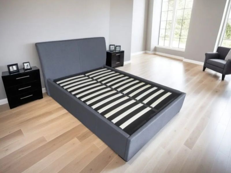 Metal Beds Texas 6ft Super Kingsize Grey Fabric Ottoman Bed Frame