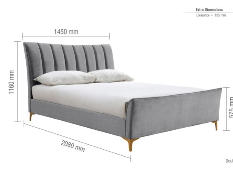 Birlea Clover 4ft6 Double Grey Velvet Fabric Bed Frame
