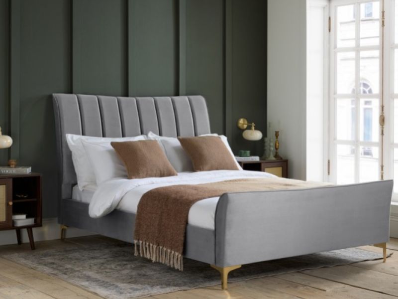 Birlea Clover 4ft Small Double Grey Velvet Fabric Bed Frame