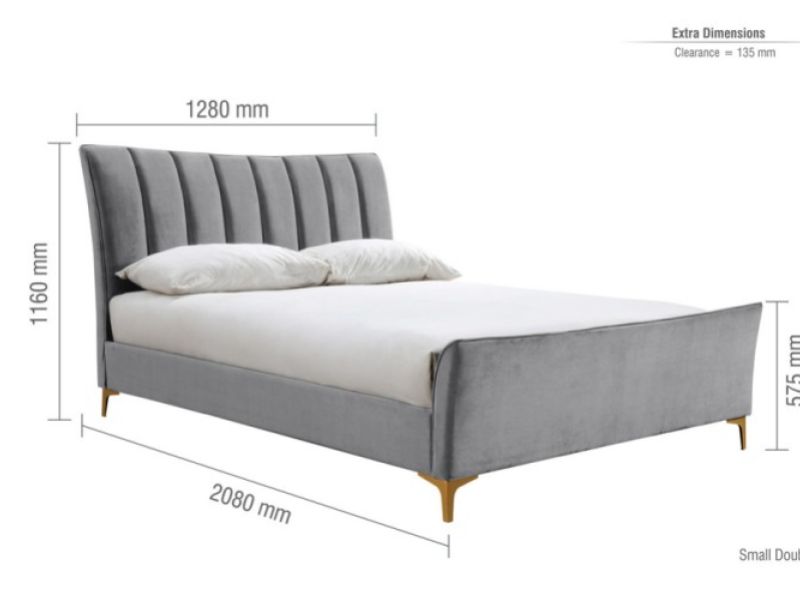 Birlea Clover 4ft Small Double Grey Velvet Fabric Bed Frame