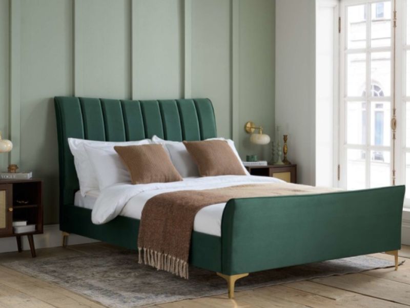 Birlea Clover 4ft Small Double Green Velvet Fabric Bed Frame