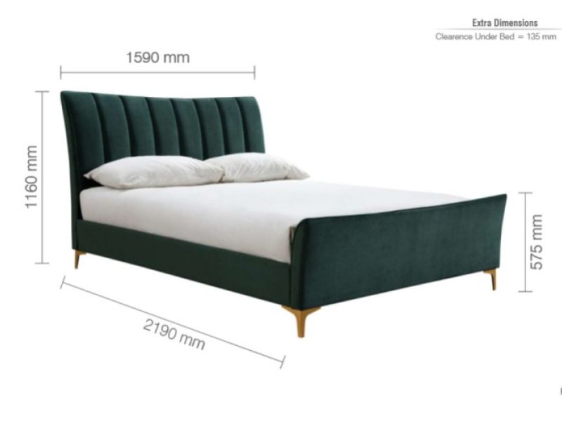 Birlea Clover 5ft Kingsize Green Velvet Fabric Bed Frame