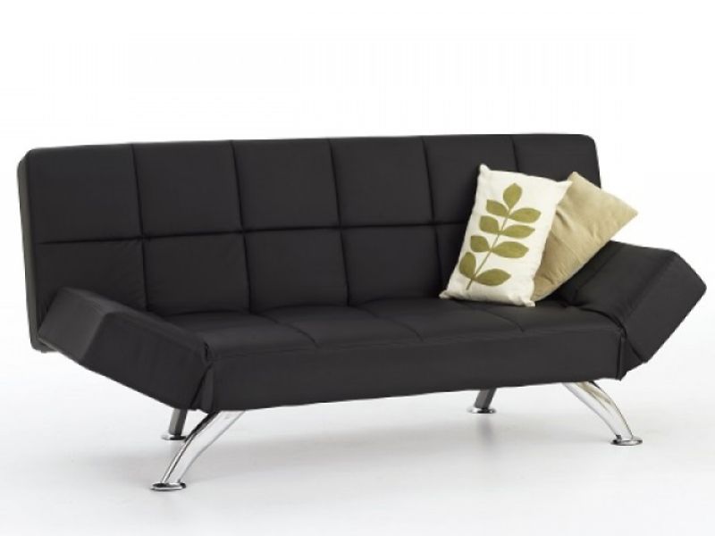 Serene Venice Black Faux Leather Sofa Bed