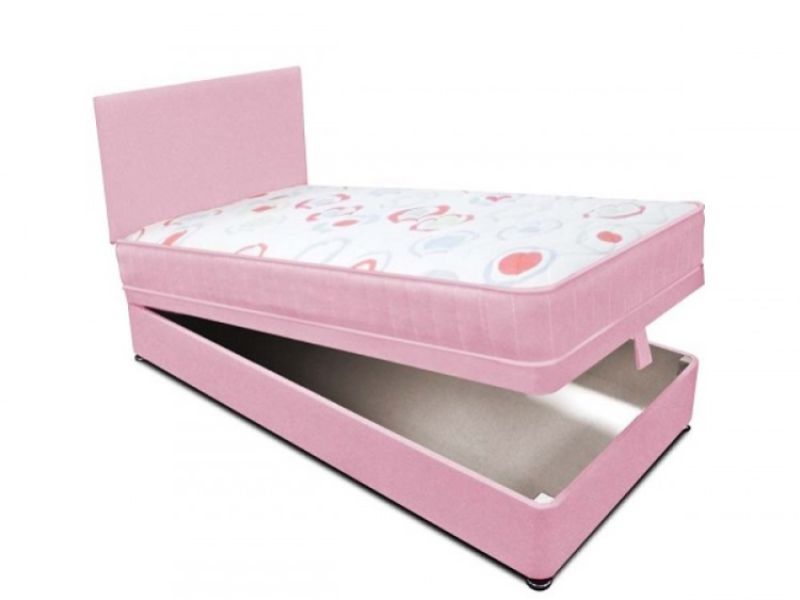 Joseph Planet Pink 3ft Single Open Coil (Bonnell) Spring Ottoman Lift Divan Bed WITH FREE HEADBOARD