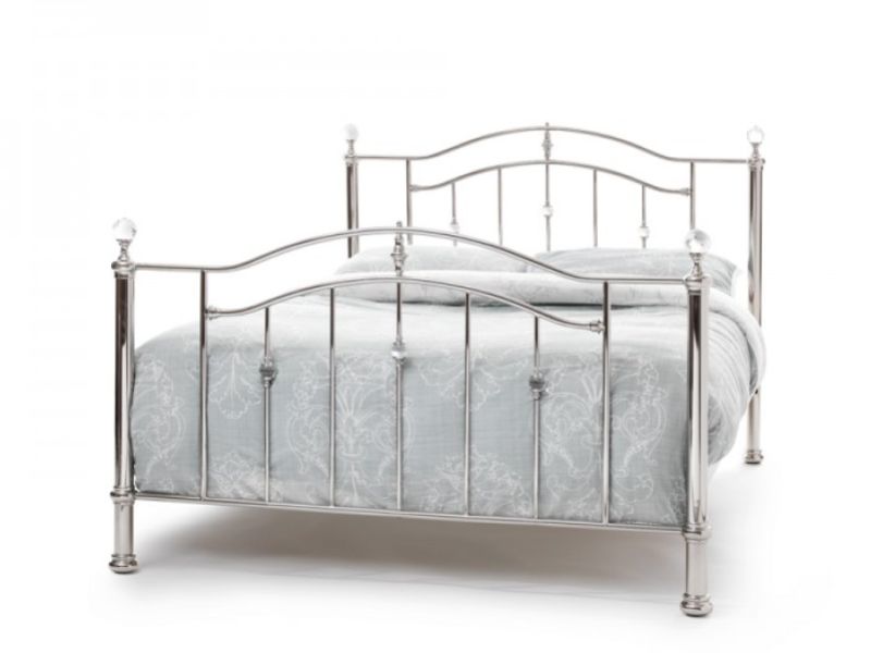 Serene Ashley 6ft Super King Size Nickel Metal Bed Frame with Crystals