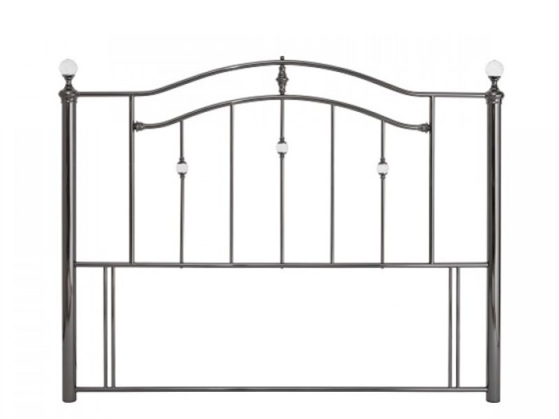 Serene Ashley 4ft6 Double Black Nickel Metal Headboard with Crystals