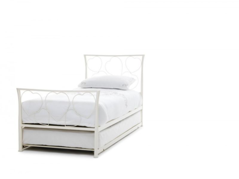 Serene Chloe 3ft Single Ivory Gloss Metal Guest Bed Frame