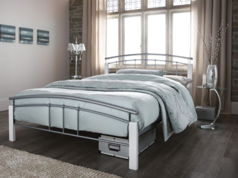 Serene Tetras 3ft Single Silver and White Metal Bed Frame