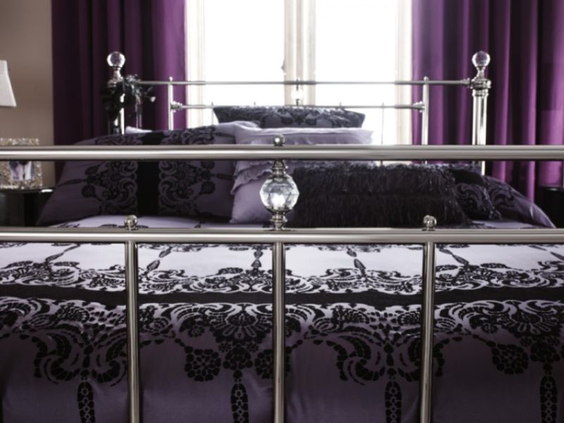 Serene Clara 4ft6 Double Black Nickel Metal Bed Frame with Crystals