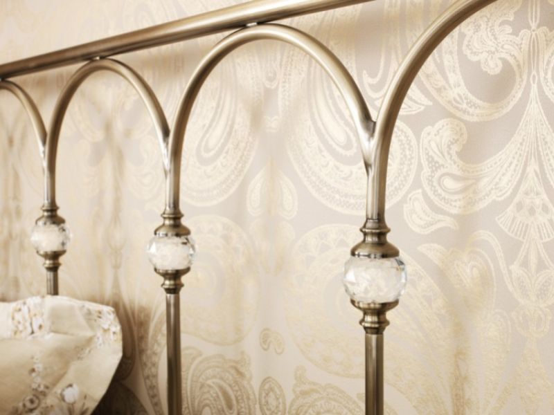 Serene Shilton 6ft Super King Size Antique Brass Metal Bed Frame with Crystals